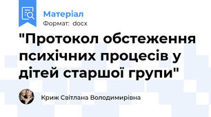 "Протокол обстеження психічних процесів у дітей старшої групи"