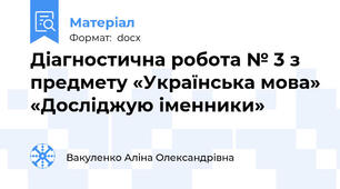 Діагностична робота № 3 з предмету «Українська мова» «Досліджую іменники»