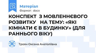КОНСПЕКТ  З МОВЛЕННЄВОГО РОЗВИТКУ   НА ТЕМУ: «ЯКІ КІМНАТИ Є В БУДИНКУ» (ДЛЯ РАННЬОГО ВІКУ)
