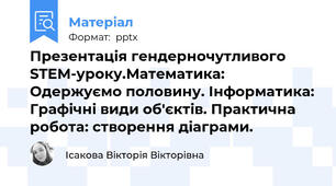 Презентація гендерночутливого STEM-уроку.Математика: Одержуємо половину. Інформатика: Графічні види об'єктів. Практична робота: створення діаграми.