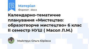 Календарно-тематичне планування «Мистецтво: образотворче мистецтво» 6 клас II семестр НУШ ( Масол Л.М.)