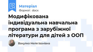 Модифікована індивідуальна навчальна програма з зарубіжної літератури для дітей з ООП