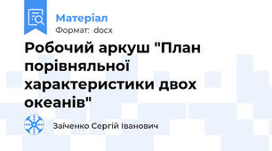 Робочий аркуш "План порівняльної характеристики двох океанів"