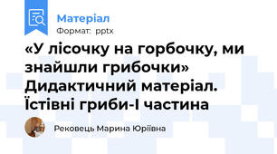 «У лісочку на горбочку, ми знайшли грибочки» Дидактичний матеріал. Їстівні гриби-І частина