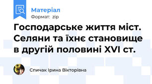 Господарське життя міст. Селяни та їхнє становище в другій половині XVI ст.