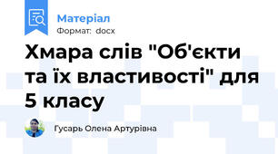 Хмара слів "Об'єкти та їх властивості" для 5 класу