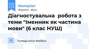 Діагностувальна  робота з теми "Іменник як частина мови" (6 клас НУШ)