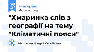 "Хмаринка слів з географії на тему "Кліматичні пояси"