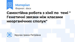 Самостійна робота з хімії по  темі " Генетичні звязки між класами неорганічних сполук"