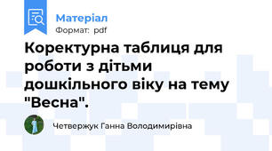 Коректурна таблиця для роботи з дітьми дошкільного віку на тему "Весна".