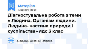 Діагностувальна робота з теми « Людина. Організм людини. Людина- частина природи і суспільства» ядс 3 клас