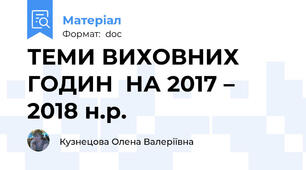 ТЕМИ ВИХОВНИХ ГОДИН  НА 2017 – 2018 н.р.