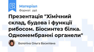 Презентація "Хімічний склад, будова і функції рибосом. Біосинтез білка. Одномембранні органели"