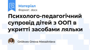 Психолого-педагогічний супровід дітей з ООП в укритті засобами ляльки