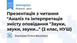 Презентація з читання "Аналіз та інтерпретація змісту оповідання "Звуки, звуки, звуки..." (2 клас, НУШ)