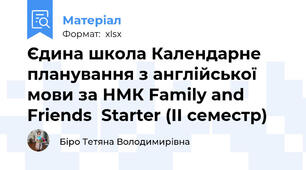 Єдина школа Календарне планування з англійської мови за НМК Family and Friends  Starter (ІІ семестр)