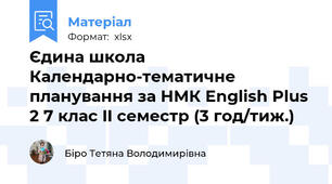 Єдина школа Календарно-тематичне планування за НМК English Plus 2 7 клас II семестр (3 год/тиж.)