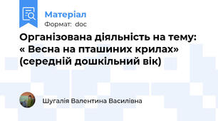 Організована діяльність на тему:  « Весна на пташиних крилах» (середній дошкільний вік)