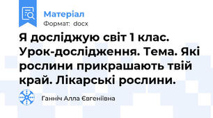 Я досліджую світ 1 клас. Урок-дослідження. Тема. Які рослини прикрашають твій край. Лікарські рослини.