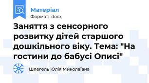 Заняття з сенсорного розвитку дітей старшого дошкільного віку. Тема: "На гостини до бабусі Описі"