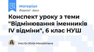 Конспект уроку з теми "Відмінювання іменників ІV відміни", 6 клас НУШ