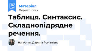 Таблиця. Синтаксис. Складнопідрядне речення.
