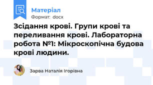 Зсідання крові. Групи крові та переливання крові. Лабораторна робота №1: Мікроскопічна будова крові людини.