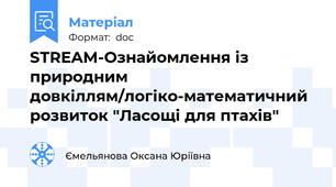 STREAM-Ознайомлення із природним довкіллям/логіко-математичний розвиток "Ласощі для птахів"