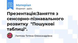 Презентація:Заняття з сенсорно-пізнавального розвитку  "Пошукові таблиці".