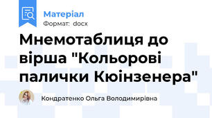 Мнемотаблиця до вірша "Кольорові палички Кюінзенера"