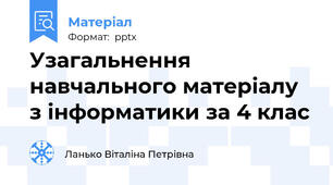 Узагальнення навчального матеріалу з інформатики за 4 клас