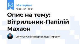 Опис на тему: Вітрильник-Папілій Махаон