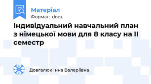 Індивідуальний навчальний план з німецької мови для 8 класу на ІІ семестр