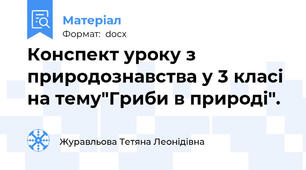 Конспект уроку з природознавства у 3 класі на тему"Гриби в природі".