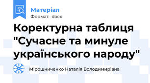 Коректурна таблиця "Сучасне та минуле українського народу"