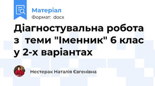 Діагностувальна робота з  теми "Іменник" 6 клас у 2-х варіантах
