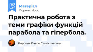 Практична робота з теми графіки функцій парабола та гіпербола.