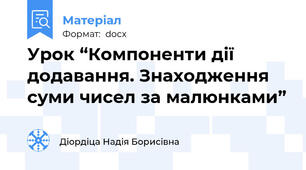 Урок “Компоненти дії додавання. Знаходження суми чисел за малюнками”