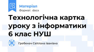 Технологічна картка уроку з інформатики 6 клас НУШ