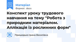 Конспект уроку трудового навчання на тему "Робота з природним матеріалом. Аплікація із рослинних форм"