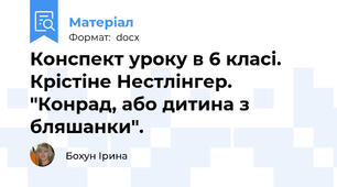 Конспект уроку в 6 класі. Крістіне Нестлінгер. "Конрад, або дитина з бляшанки".