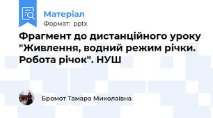 Фрагмент до дистанційного уроку "Живлення, водний режим річки. Робота річок". НУШ