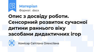 Опис з досвіду роботи. Сенсорний розвиток сучасної дитини раннього віку засобами дидактичних ігор