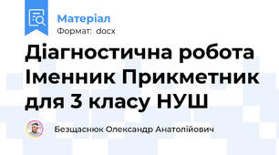Діагностична робота Іменник Прикметник для 3 класу НУШ
