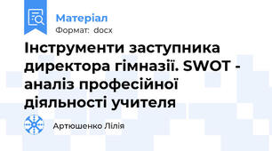 Інструменти заступника директора гімназії. SWOT - аналіз професійної діяльності учителя