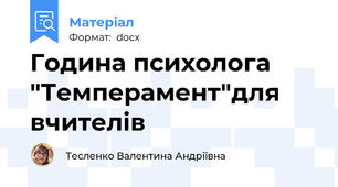 Година психолога "Темперамент"для вчителів