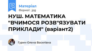 НУШ. МАТЕМАТИКА "ВЧИМОСЯ РОЗВ"ЯЗУВАТИ ПРИКЛАДИ" (варіант2)