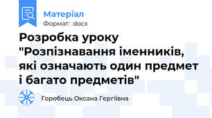 Розробка уроку "Розпізнавання іменників, які означають один предмет і багато предметів"