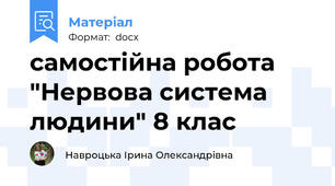 самостійна робота "Нервова система людини" 8 клас