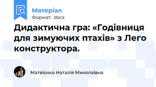 Дидактична гра: «Годівниця для зимуючих птахів» з Лего конструктора.